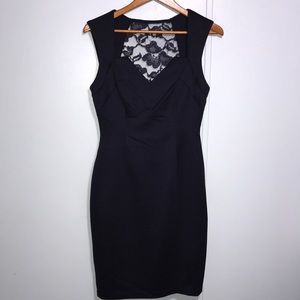 Navy Blue Sheath Hour Glass Shaped Lace Decorated Back Dress